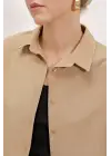 3900 Oversize Uzun Basic Gömlek - Bisküvi