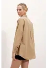 3900 Oversize Uzun Basic Gömlek - Bisküvi