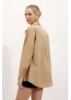 3900 Oversize Uzun Basic Gömlek - Bisküvi