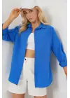 3900 Oversize Uzun Basic Gömlek - B.Mavi