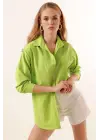 3900 Oversize Uzun Basic Gömlek - Çağla