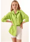 3900 Oversize Uzun Basic Gömlek - Çağla