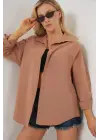3900 Oversize Uzun Basic Gömlek - Camel