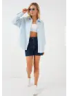 3900 Oversize Uzun Basic Gömlek - C.Mavi