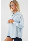 3900 Oversize Uzun Basic Gömlek - C.Mavi