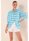 3900 Oversize Uzun Basic Gömlek - E. Mavi