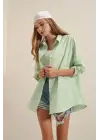 3900 Oversize Uzun Basic Gömlek - E.Yeşil