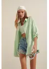3900 Oversize Uzun Basic Gömlek - E.Yeşil