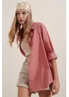 3900 Oversize Uzun Basic Gömlek - Gül Kurusu