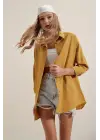 3900 Oversize Uzun Basic Gömlek - Hardal