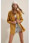 3900 Oversize Uzun Basic Gömlek - Hardal
