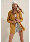 3900 Oversize Uzun Basic Gömlek - Hardal