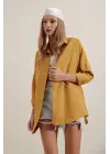 3900 Oversize Uzun Basic Gömlek - Hardal