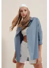 3900 Oversize Uzun Basic Gömlek - İndigo