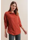 3900 Oversize Uzun Basic Gömlek - Kiremit