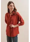 3900 Oversize Uzun Basic Gömlek - Kiremit