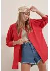 3900 Oversize Uzun Basic Gömlek - Kırmızı