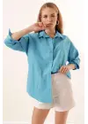 3900 Oversize Uzun Basic Gömlek - Koyu Mavi