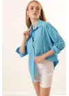 3900 Oversize Uzun Basic Gömlek - Koyu Mavi