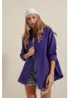 Oversize Uzun Gömlek - Trend Mor