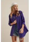 Oversize Uzun Gömlek - Trend Mor