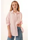 3900 Oversize Uzun Basic Gömlek - Pudra