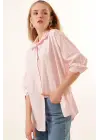 3900 Oversize Uzun Basic Gömlek - Pudra