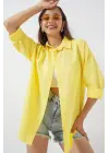 3900 Oversize Uzun Basic Gömlek - Sarı