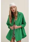 3900 Oversize Uzun Basic Gömlek - Yeşil