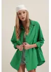 3900 Oversize Uzun Basic Gömlek - Yeşil