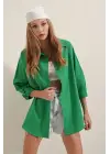 3900 Oversize Uzun Basic Gömlek - Yeşil