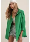 3900 Oversize Uzun Basic Gömlek - Yeşil