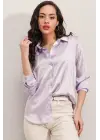 3964 Hafif Dökümlü Saten Gömlek - B.Lila