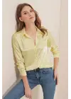 3964 Hafif Dökümlü Saten Gömlek - B.Sarı