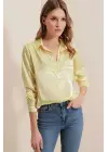 3964 Hafif Dökümlü Saten Gömlek - B.Sarı