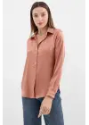 3964 Hafif Dökümlü Saten Gömlek - Camel