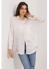 3985 Oversize Saten Gömlek - Bej