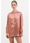 3985 Oversize Saten Gömlek - Camel