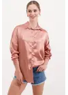 3985 Oversize Saten Gömlek - Camel