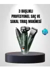 3d Akıllı Kesim Teknolojili Şarjlı Tıraş Seti – 3 Başlıklı, Paslanmaz Çelik Bıçaklı