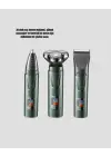 3d Akıllı Kesim Teknolojili Şarjlı Tıraş Seti – 3 Başlıklı, Paslanmaz Çelik Bıçaklı