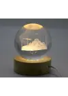 3d Kristal Cam Küre Ahşap Soketli İstanbul Temalı Led Lamba Aalk2574