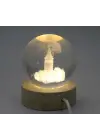 3d Kristal Cam Küre Ahşap Soketli İstanbul Temalı Led Lamba Aalk2575