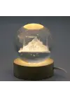 3d Kristal Cam Küre Ahşap Soketli İstanbul Temalı Led Lamba Alk2573