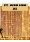 3x3 Metre Perde Led Işık Sıcak  Şelale Tasarım Dekoratif Aydınlatma