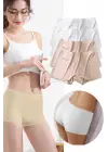 4 Adet Kadın Dikişsiz Görünmez İz Yapmaz Mini Şort Boxer Beyaz Ten
