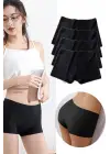 4 Adet Kadın Dikişsiz Görünmez İz Yapmaz Mini Şort Boxer Siyah