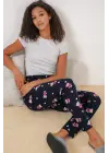 Desenli Pijama Altı Lacivert Kadın Giyim