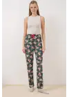 Zümrüt Yeşili Desenli Pijama Altı Kadın Giyim