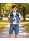 5/12 Yaş Kot(denim) Kumaş Tişörtlü Çocuk Takımı